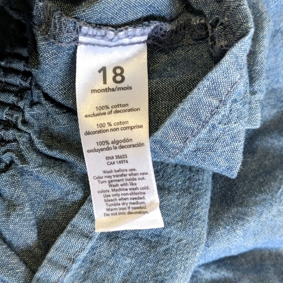 carter's cotton chambray peplum popover tunic top 18 months baby girl - Picture 6 of 6